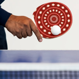 Rustikale rote geometrische Sonnenstrahl-Abstrakte Tischtennis Schläger