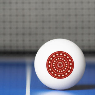 Rustikale rote geometrische Sonnenstrahlen-Abstrak Tischtennisball