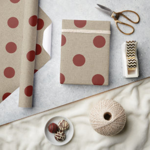 Rustikale Rote Imitate Burlap Polka Dot Muster Geschenkpapier