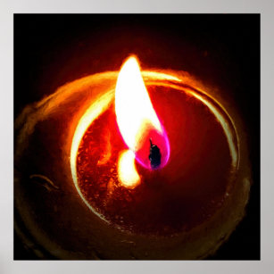 Rustikale Rote Kerze Mysteriöse Candlelit-Flamme Poster