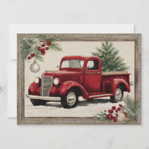 Rustikale rote Lastwagen-Weihnachtsgrußkarte Feiertagskarte