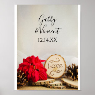 Rustikale Rote Poinsettia Woodland Winter Wedding Poster