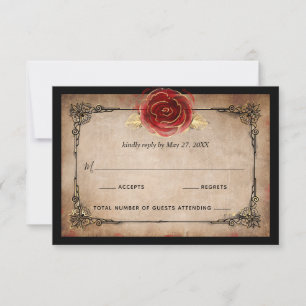 Rustikale Rote Rose Vintage Hochzeit RSVP Karte