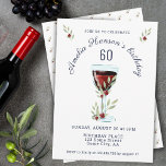 Rustikale Rote Rose Wasserfarbe 60. Geburtstag Einladung<br><div class="desc">Rustikale Rotweingläser Rose Aquarell 60. Geburtstag Einladung. Das Design hat Aquarellglas,  Rose und Zweige. Der Text ist vollständig anpassbar. Elegante und rustikale Geburtstagseinladung für eine Frau oder einen Mann.</div>