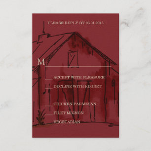Rustikale rote Scheunen-Hochzeit UAWG RSVP Karte