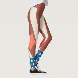 Rustikale rote und blaue patriotische Stern-Akzent Leggings