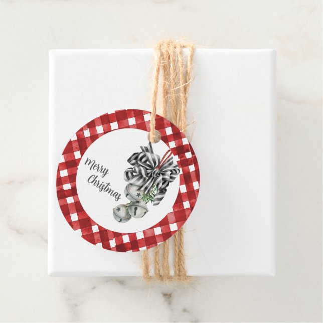 Rustikale Rotkarierte Noël-Anhänger Geschenkanhänger (Beispiel)
