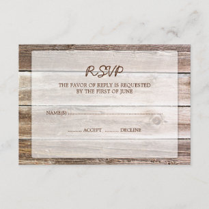 Rustikale RSVP-Antwortkarte für Holzeinbruch RSVP Karte
