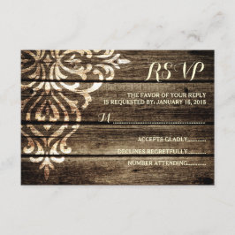 Rustikale RSVP-Karte für HolzDamaskus RSVP Karte