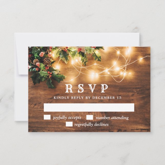 Rustikale RSVP-Karte für Mistletozweig RSVP Karte (Vorderseite)
