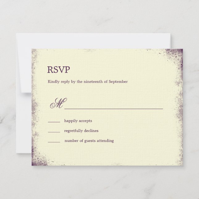 Rustikale RSVP-Karte für Weinberge - Lila RSVP Karte (Vorderseite)