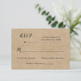 Rustikale RSVP-Karte zum Hochzeitsschreiben von Pa