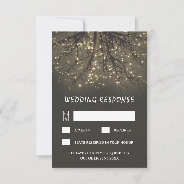 Rustikale RSVP-Karten für die Hochzeit eines beleu RSVP Karte (Vorderseite)