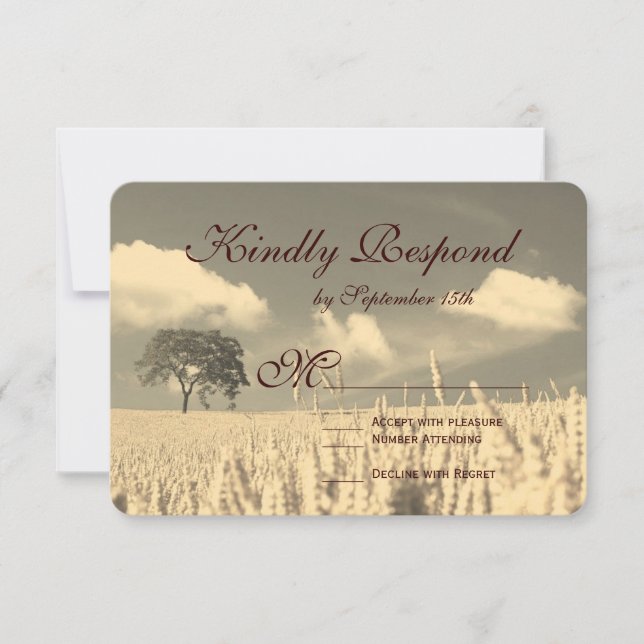 Rustikale RSVP-Karten für einsame Landhäuser RSVP Karte (Vorderseite)