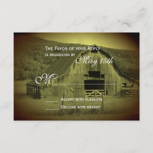 Rustikale RSVP-Karten für Hochzeiten im Stall RSVP Karte