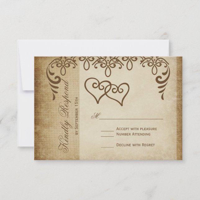 Rustikale RSVP-Karten für Hochzeiten mit Doppelher RSVP Karte (Vorderseite)