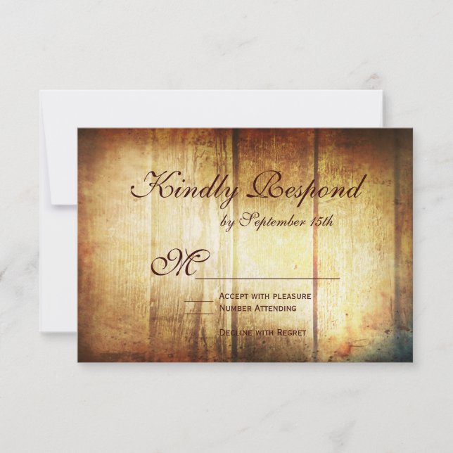 Rustikale RSVP-Karten für Holzbaumholz RSVP Karte (Vorderseite)