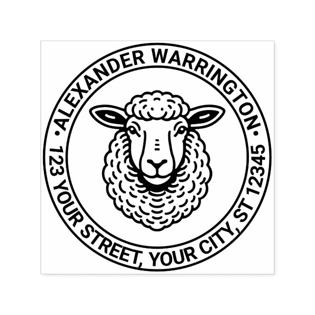Rustikale Rücksendeadresse der Schafschaf Permastempel (Design)