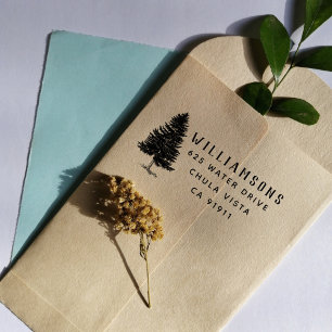 Rustikale Rücksendeadresse Pine Tree Gummistempel