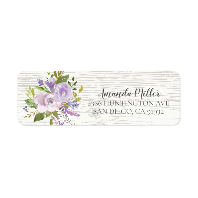 Rustikale Rücksendeadresse Wood Lavender Floral (Vorne)