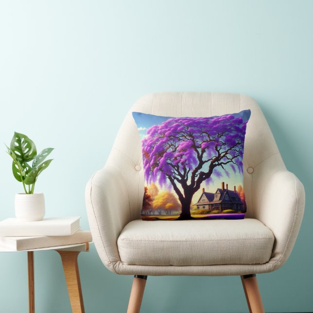 **"Rustikale Ruhe: Die Lila Jacaranda Embrace Kissen (Stuhl )