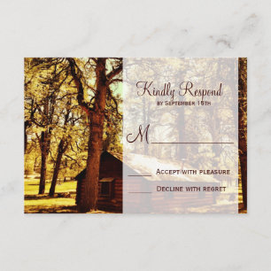 Rustikale Rundholzhütte Holz Hochzeitskarten RSVP Karte