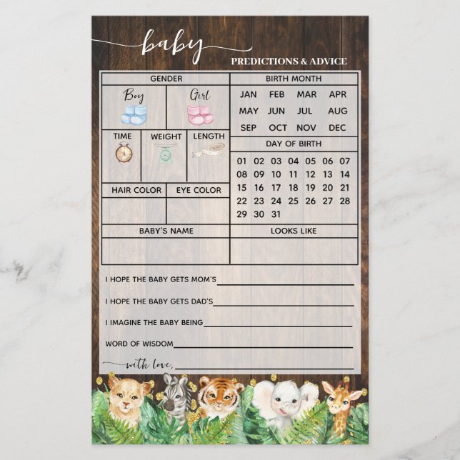 Rustikale Safari Vorhersagen Ratschlag Kinderdusch Flyer (Vorne)