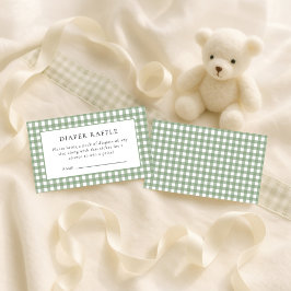 Rustikale Sage Gingham Diaper Raffle Baby Dusche Begleitkarte