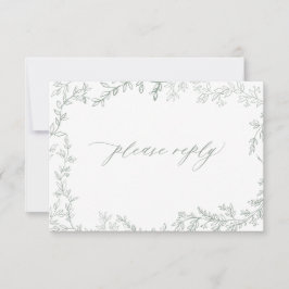 Rustikale Sage Green Leafframe Wedding RSVP Card Karte