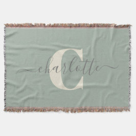 Rustikale Sage Green Personalisiert Name Mit Monog Decke