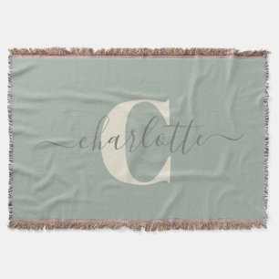 Rustikale Sage Green Personalisiert Name Mit Monog Decke