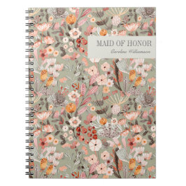 Rustikale Sage Green Taupe Floral Boho Trauzeugin Notizblock