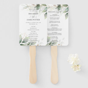 Rustikale Sage Greenery Leafy Gold Hochzeitsprogra Fächer