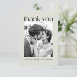Rustikale Sage Taupe Floral Boho Foto Hochzeit Dankeskarte