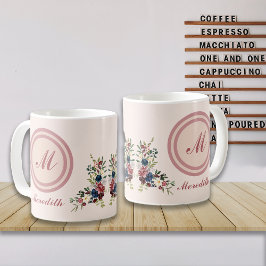 Rustikale Saison Florals Custom Monogram Kaffeetasse
