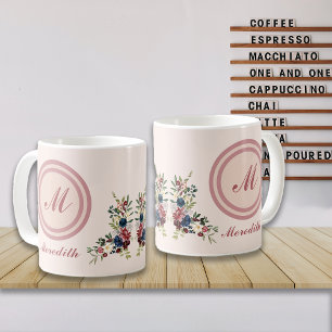 Rustikale Saisonale Blumige Eigenes Monogramm Kaffeetasse