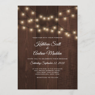 Rustikale Saitenlichter - Einladung zur Hochzeit