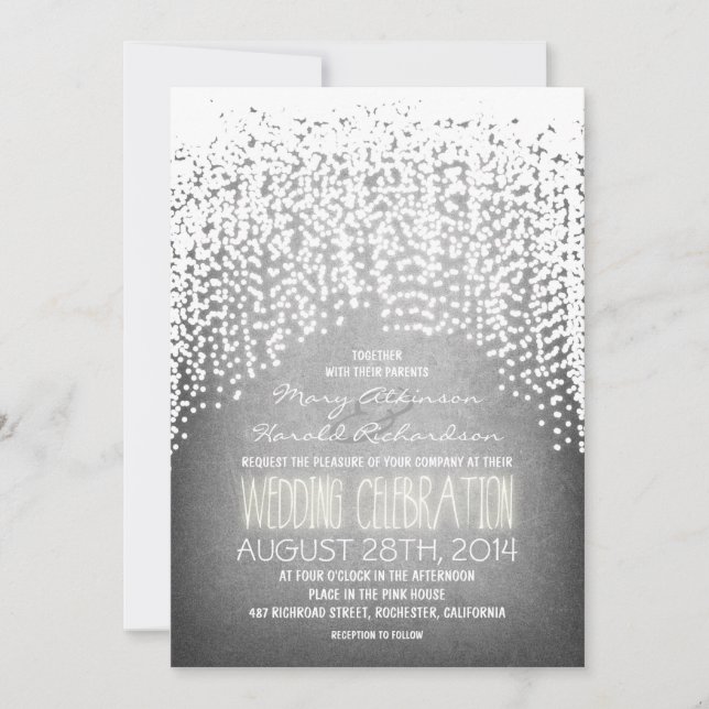 rustikale Saitenlichter Hochzeitseinladungen Einladung (Vorderseite)