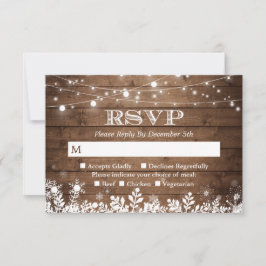 Rustikale Saitenlichter Schneeflocken Winter UAWG RSVP Karte