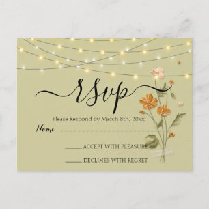 Rustikale Saitenlichter trendy floral UAWG Postkarte