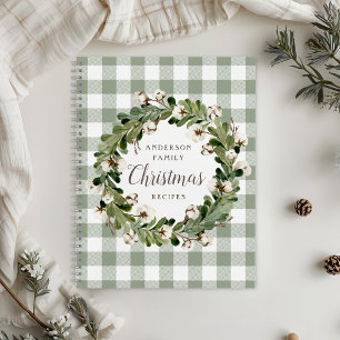 Rustikale Salbei-Baumwollkranz-Weihnachtsfamilienr Notizbuch
