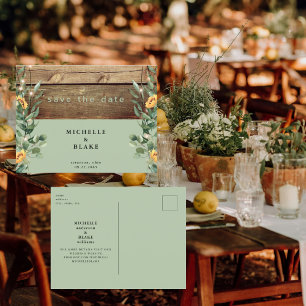 Rustikale Salbei-Blatt-Sonnenblume Save-the-Date-K Postkarte