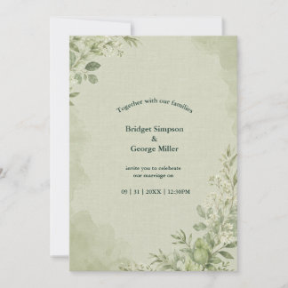 Rustikale Salbei-Leinen-Hochzeits-Botanik Einladung