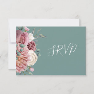 Rustikale Salbeigrüne Aquarell-Blumenstrauß-RSVP  RSVP Karte