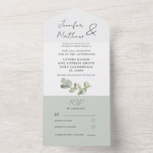 Rustikale Salbeigrüne Eukalyptus-Hochzeit - Alles  All In One Einladung