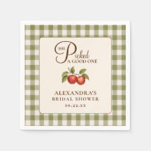 Rustikale Salbeigrüne Gingham-Apfel-Brautparty