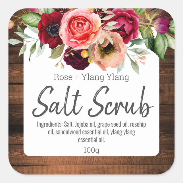 Rustikale Salt-Scrub-Etiketten Quadratischer Aufkleber (Vorderseite)