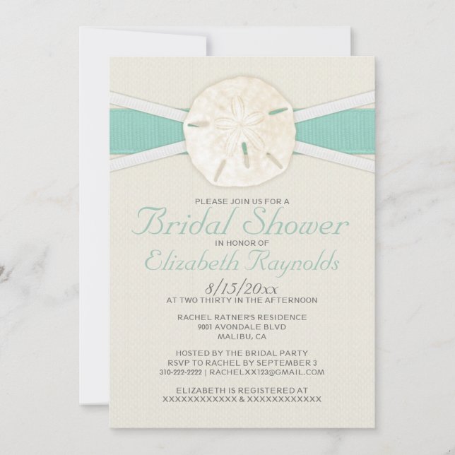 Rustikale Sand Dollar Bridal Dusche Einladungen (Vorderseite)