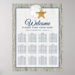 Rustikale Sand Dollar Starfish Hochzeitstabelle Poster