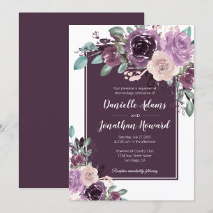 Rustikale Sangria Dark Lila Mauve Blume Hochzeit   Einladung
